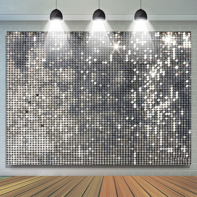 Lofaris Disco Silver Sequins Glitter Birthday Party Deco Backdrop