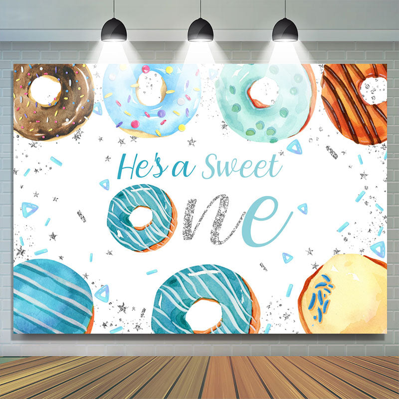 Lofaris Donut Hes Sweet One Happy Birthday Backdrop For Boy