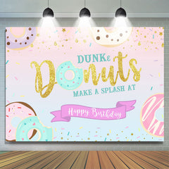 Lofaris Dunk Donut Glitter Happy Birthday Backdrop For Girl