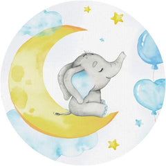 Lofaris Elephant And Ballon Custom Circle Baby Shower Backdrop