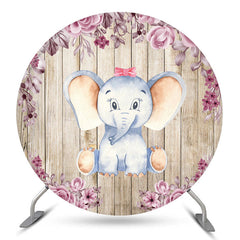 Lofaris Elephant Girl Wooden Baby Shower Round Backdrop