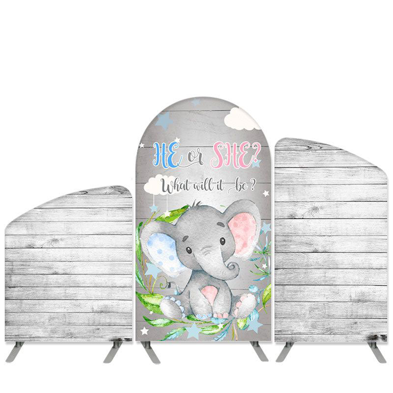 Lofaris Elephant Theme Grey Wood Baby Shower Arch Backdrop Kit