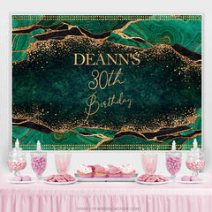 Lofaris Emerald Green Leaves Glitter 30th Birthday Backdrop