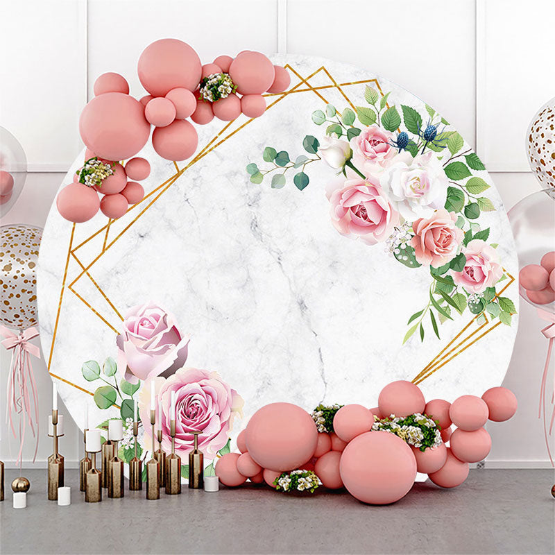 Lofaris Engagement Marbling Wedding Round Backdrop Cover