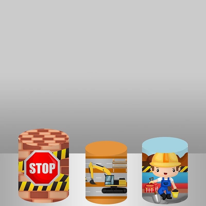 Lofaris Excavator Site Theme Backdrop Plinth Cylinder Cover Kit