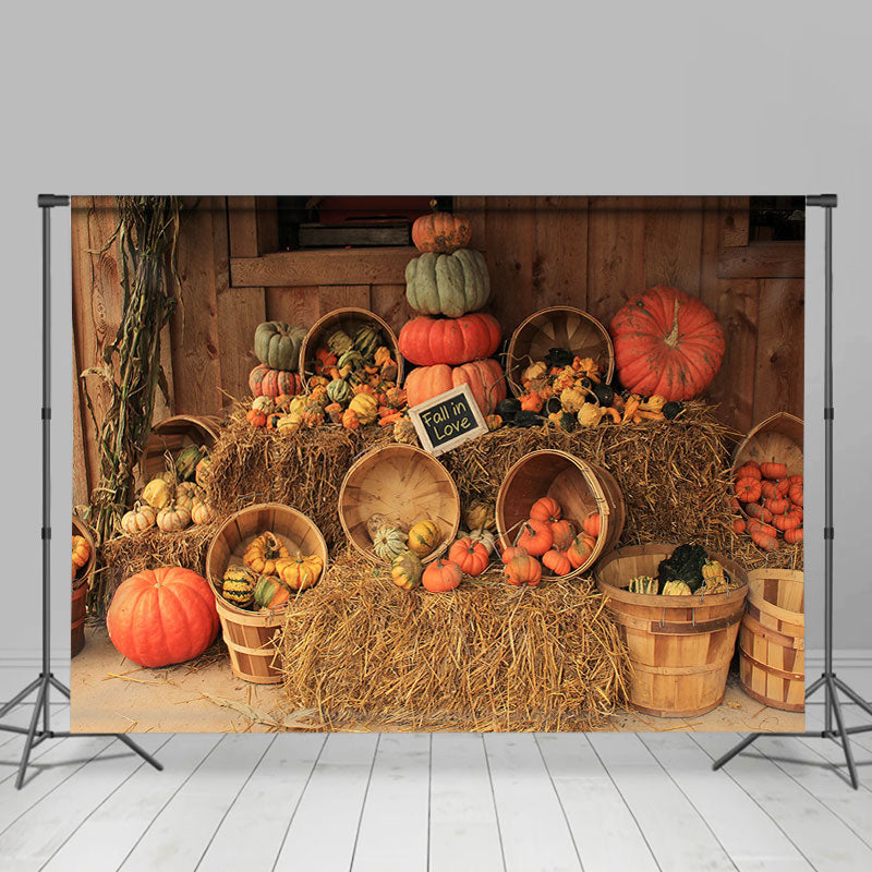 Lofaris Fall in Love Bumper Pumpkin Granary Autumn Backdrop