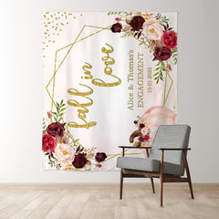 Lofaris Fall in Love Pink Pumpkin Red Floral Wedding Backdrop