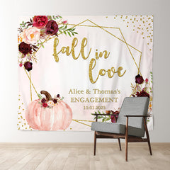 Lofaris Fall in Love Pink Pumpkin Red Floral Wedding Backdrop