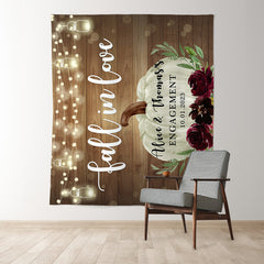 Lofaris Fall In Love Pumpkin Wooden Green Lamp Wedding Backdrop