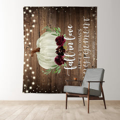 Lofaris Fall In Love Wooden Green Pumpkin Wedding Backdrop