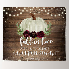 Lofaris Fall In Love Wooden Green Pumpkin Wedding Backdrop