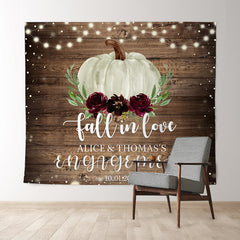 Lofaris Fall In Love Wooden Green Pumpkin Wedding Backdrop