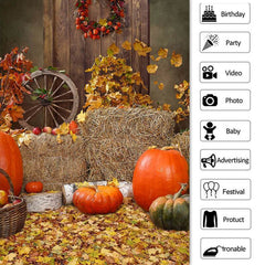 Lofaris Fall Leaves Pumpkin Board Autumn Backdrop for Photo