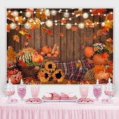 Lofaris Fallen Leaves and Sunflowers Glitter Halloween Backdrop