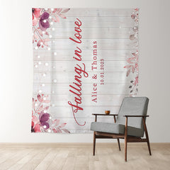 Lofaris Falling in Love Wood Light and Floral Wedding Backdrop