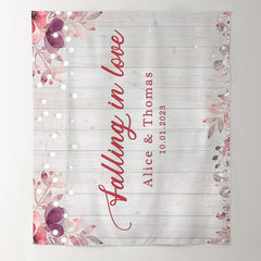 Lofaris Falling in Love Wood Light and Floral Wedding Backdrop