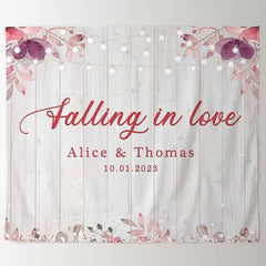 Lofaris Falling in Love Wood Light and Floral Wedding Backdrop