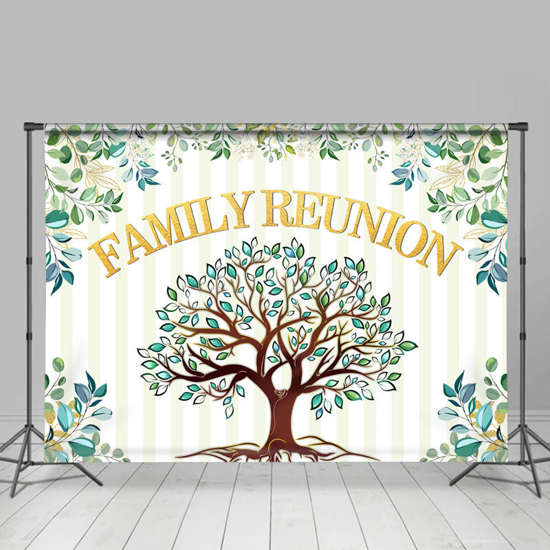 Lofaris Family Reunion Green Tree Theme Happy Holiday Backdrop