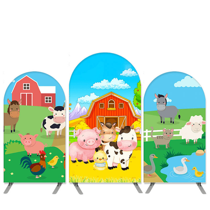 Lofaris Farm Theme Blue And Green Arch Backdrop Kit Banner