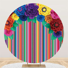 Lofaris Fiesta Floral Classical Round Happy Holiday Backdrop