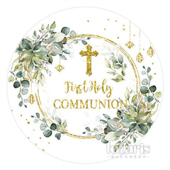 Lofaris First Holy Communion Cross Circle Christening Backdrop