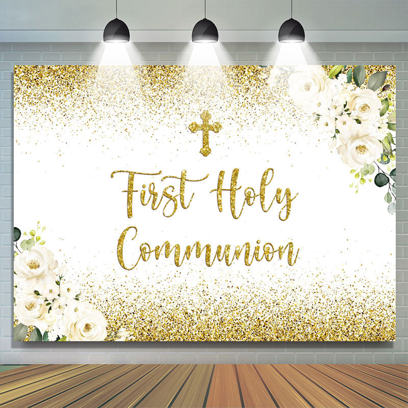 Lofaris First Holy Communion Golden Bokeh Backdrop for Kids