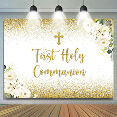 Lofaris First Holy Communion Golden Bokeh Backdrop for Kids