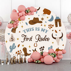 Lofaris First Rodeo Cow Boy 1st Birthday Round Backdrop