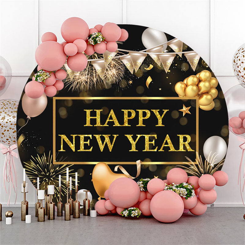 Lofaris Flags Balloon Happy New Year Round Holiday Backdrop