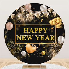 Lofaris Flags Balloon Happy New Year Round Holiday Backdrop