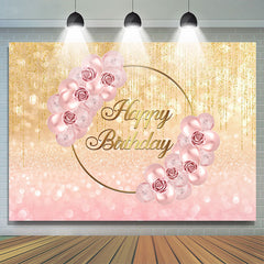 Lofaris Floral And Glitter Balloon Happy Birthday Backdrop