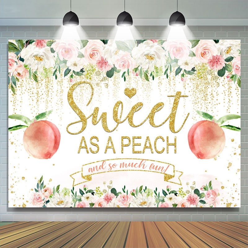 Lofaris Floral And Glitter Sweet Peach Baby Shower Backdrop