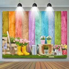 Lofaris Floral And Grassland Simple Theme Colour Wood Backdrop