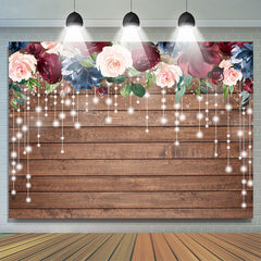 Lofaris Floral And Light Wooden Baby Shower Backdrop For Girl