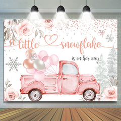 Lofaris Floral And Lovely Truck Baby Shower Backdrop For Girl