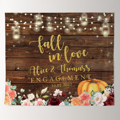 Lofaris Floral and Pumpkin Wooden Backdrop for Wedding Party