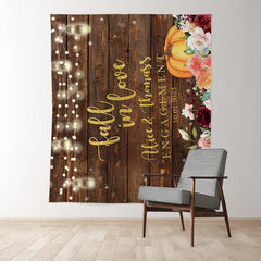 Lofaris Floral and Pumpkin Wooden Backdrop for Wedding Party