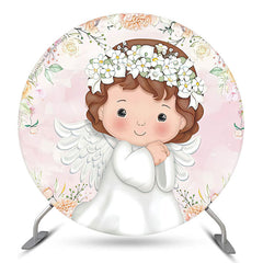 Lofaris Floral Baby Girls Round Baptism Backdrop Cover