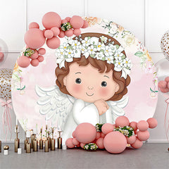 Lofaris Floral Baby Girls Round Baptism Backdrop Cover