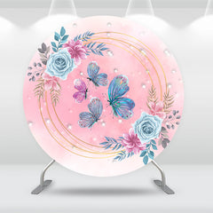 Lofaris Floral Butterflies Pink Round Birthday Backdrop Kit