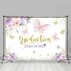 Lofaris Floral Butterfly Graduation Class Of 2023 Backdrop