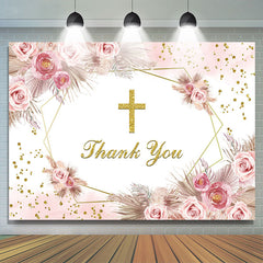 Lofaris Floral Cross Boho Theme Thanksgiving Day Backdrop