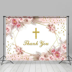 Lofaris Floral Cross Boho Theme Thanksgiving Day Backdrop