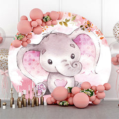 Lofaris Floral Elephant Girl Baby Shower Round Backdrop Cover