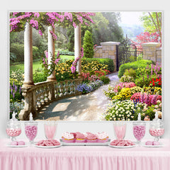 Lofaris Floral Garden And Green Plants Happy Spring Backdrop