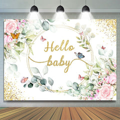 Lofaris Floral Glitter Butterfly Theme Baby Shower Backdrop