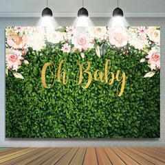 Lofaris Floral Green Plants Oh Baby Backdrop For Shower