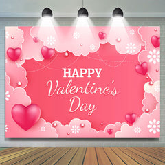 Lofaris Floral Heart Sweet Pink Happy Valetine Day Backdrop