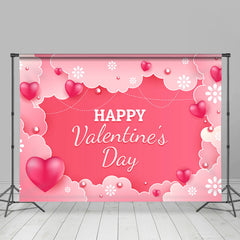 Lofaris Floral Heart Sweet Pink Happy Valetine Day Backdrop