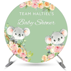 Lofaris Floral Koala Baby Name Gender Reveal Round Backdrop